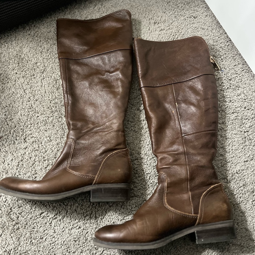 Tall brown leather boots size 8.5